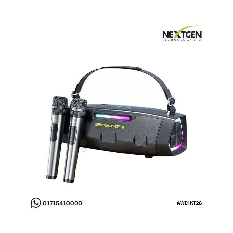 Awei KT28 Portable Karaoke Bluetooth Speaker With Dual Wireless Microphone