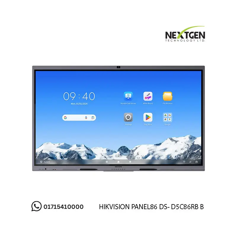 Hikvision DS-D5C86RB-B 86 Inch 4K UHD Interactive Flat Panel Display with 8MP AI Camera & 8 Array Mic (For Android)
